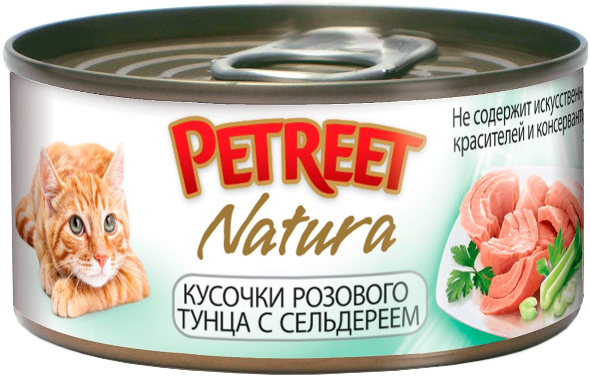 Petreet Natura для взрослых кошек с тунцом и сельдереем  (70 гр)