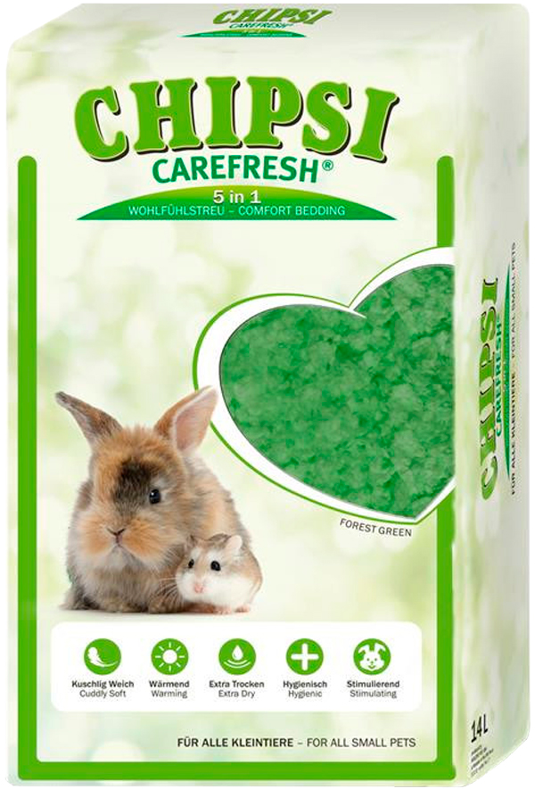 Chipsi CareFresh Forest Green наполнитель-подстилка натуральный на бумажной основе для мелких домашних животных и птиц зеленый (5 л)