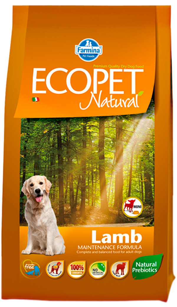 Ecopet Natural Adult Mini Lamb для взрослых собак маленьких пород с чувствительным пищеварением с ягненком (12 кг)