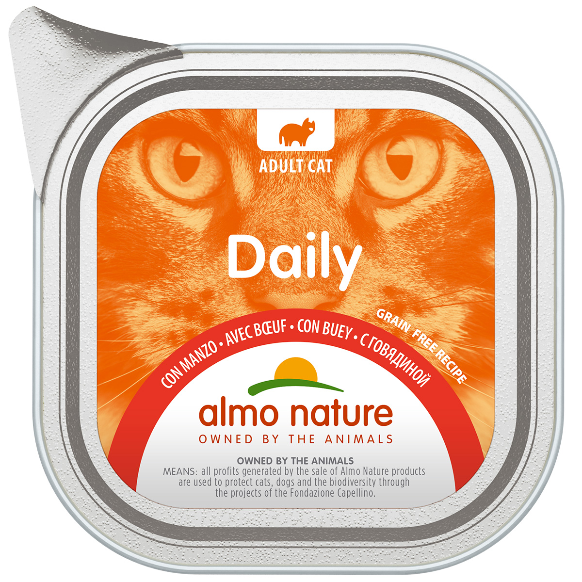 Almo Nature Cat Daily Menu беззерновые для взрослых кошек паштет с говядиной (100 гр)