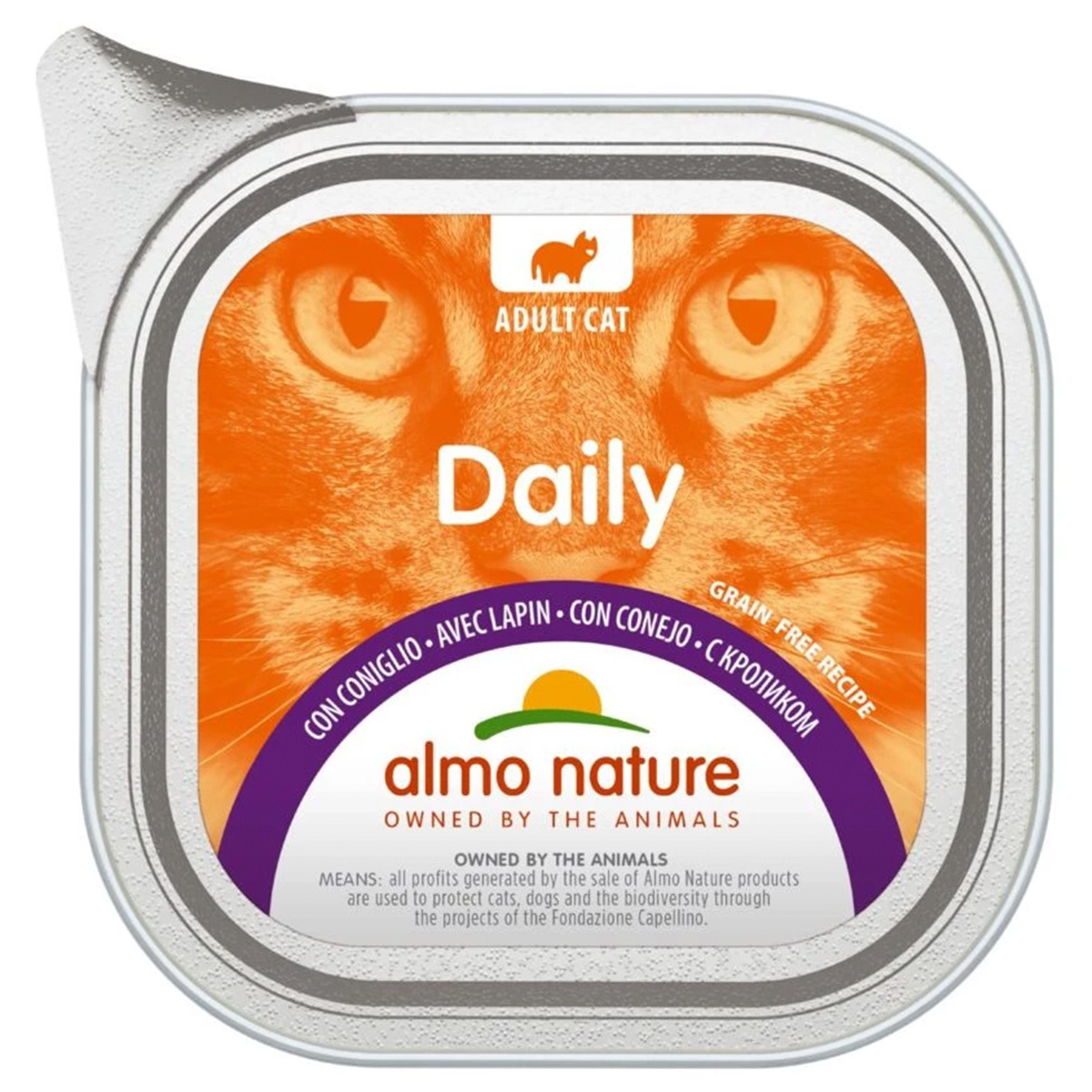 Almo Nature Cat Daily Menu беззерновые для взрослых кошек паштет с кроликом (100 гр)