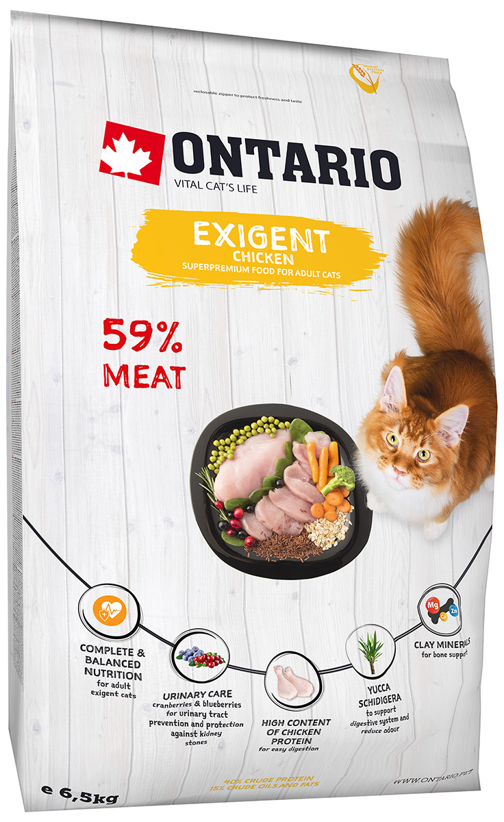 Ontario Cat Adult Exigent Chicken низкозерновой для взрослых привередливых кошек с курицей (2 кг)