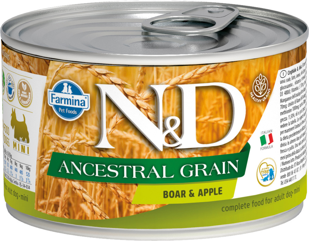 Farmina Dog N&d Ancestral Grain Adult Mini Boar & Apple низкозерновые для взрослых собак маленьких пород с кабаном и яблоком (140 гр х 6 шт)