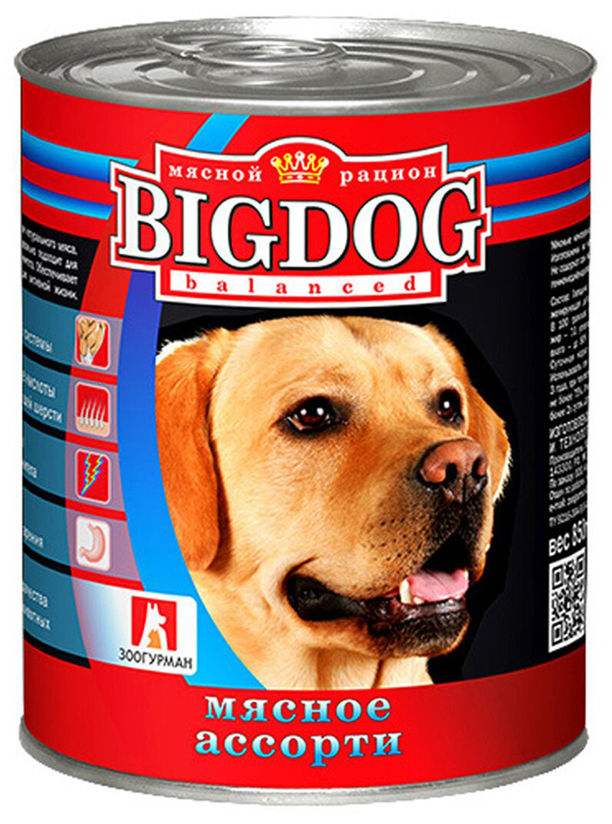 зоогурман Big Dog для взрослых собак с мясным ассорти  (850 гр х 9 шт)