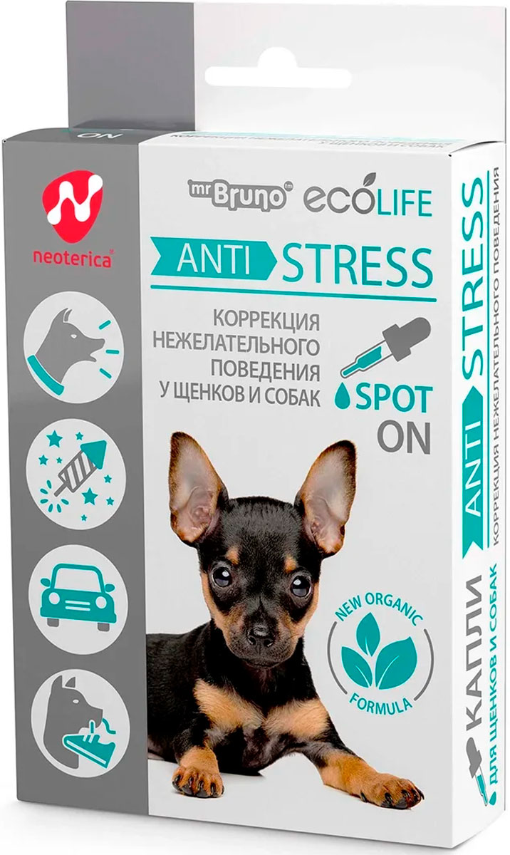 Mr.bruno Ecolife Anti-stress капли для собак и щенков для коррекции нежелательного поведения 10 мл (1 шт)