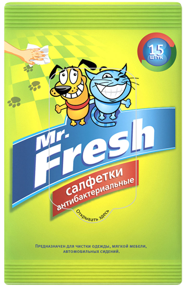 Влажные антибактериальные салфетки для ухода за лапами Mr. Fresh 15 шт (1 шт)