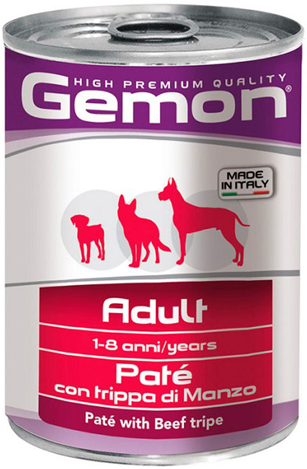 Gemon Dog Adult для взрослых собак всех пород паштет с говяжьим рубцом  (400 гр х 24 шт)