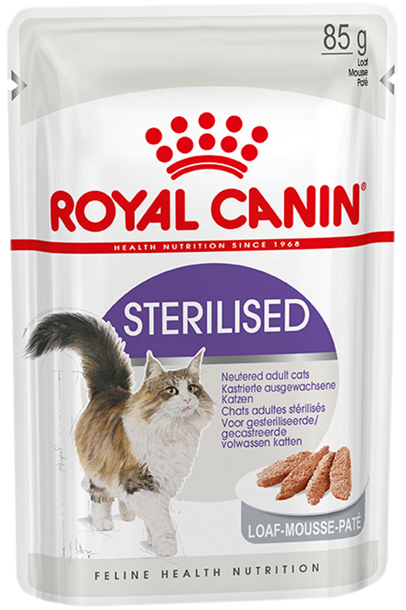 Royal Canin Sterilised для взрослых кастрированных котов и стерилизованных кошек паштет  (85 гр х 12 шт)