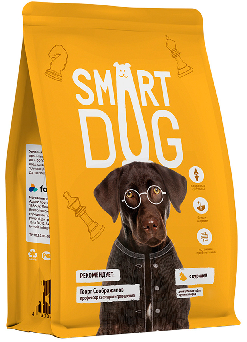 Smart Dog для взрослых собак крупных пород с курицей (12 кг)