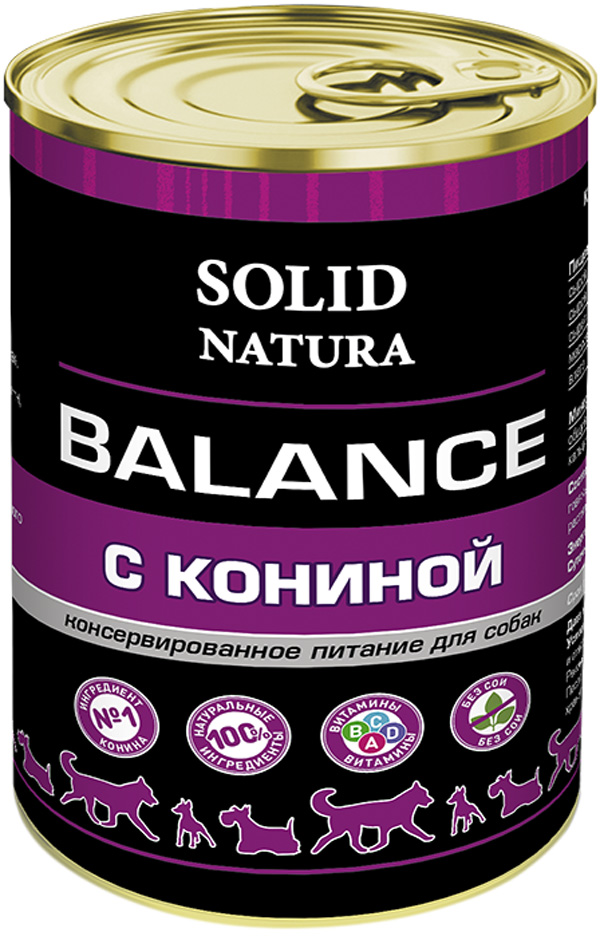 Solid Natura Balance для взрослых собак с кониной (340 гр х 12 шт)