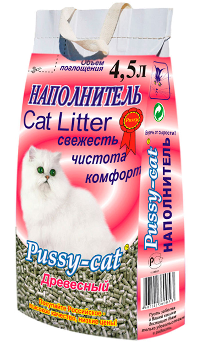 Pussy-cat древесный – Пусси-кэт наполнитель древесный для туалета кошек (4,5 л)