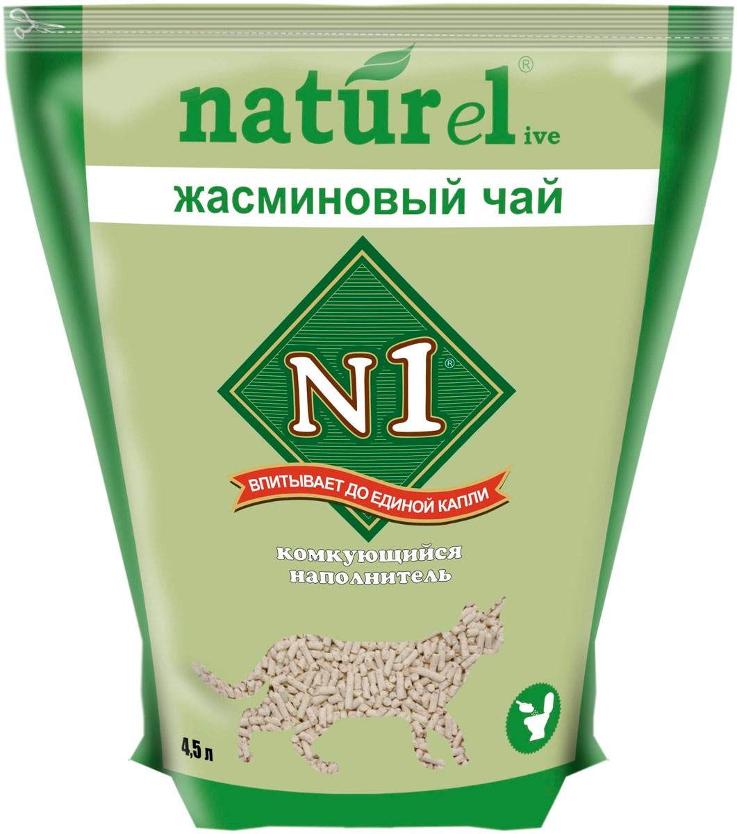 № 1 Naturel наполнитель комкующийся для туалета кошек Жасминовый чай (4,5 л)