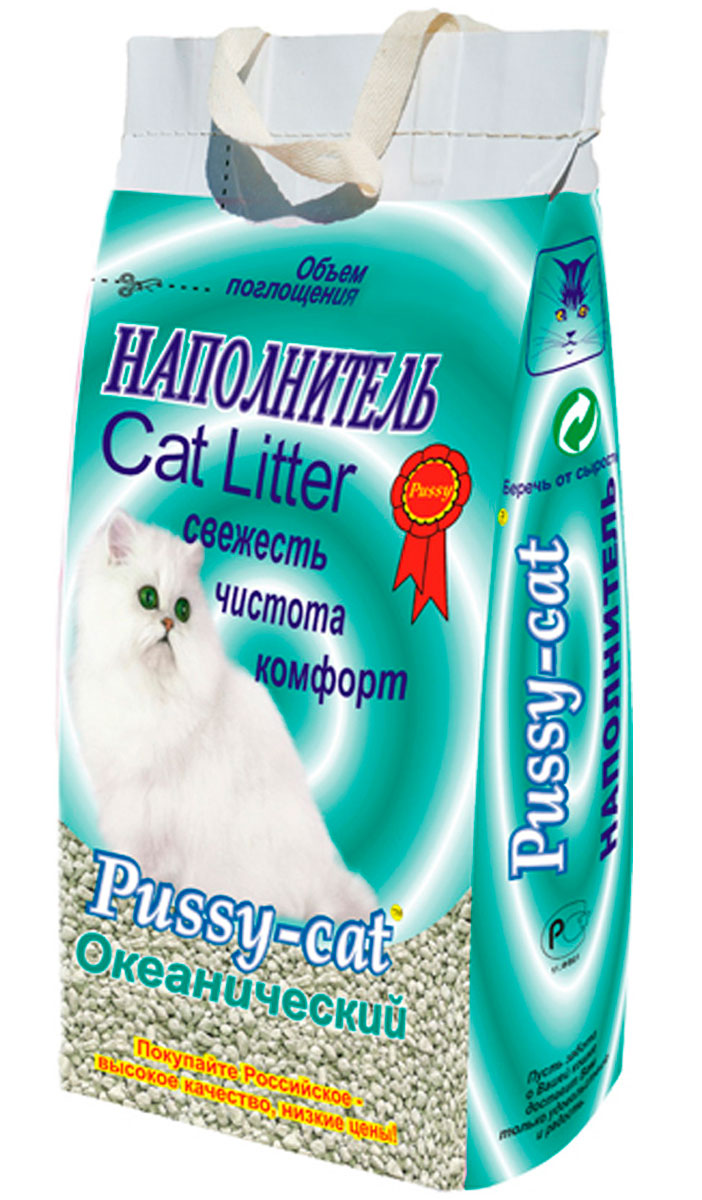 Pussy-cat океанический – Пусси-кэт наполнитель впитывающий для туалета кошек с ароматизатором (10 + 10 л)