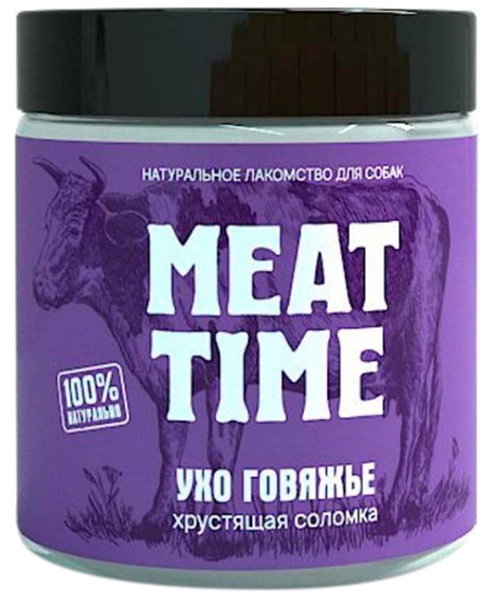 Лакомство Meat Time для собак ухо говяжье хрустящая соломка мелкая (50 гр)