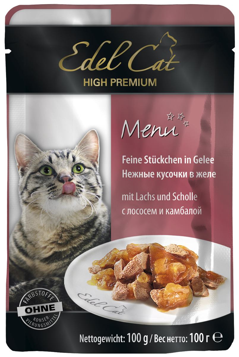   Магизоо Edel Cat для взрослых кошек с лососем и камбалой в желе  (100 гр)