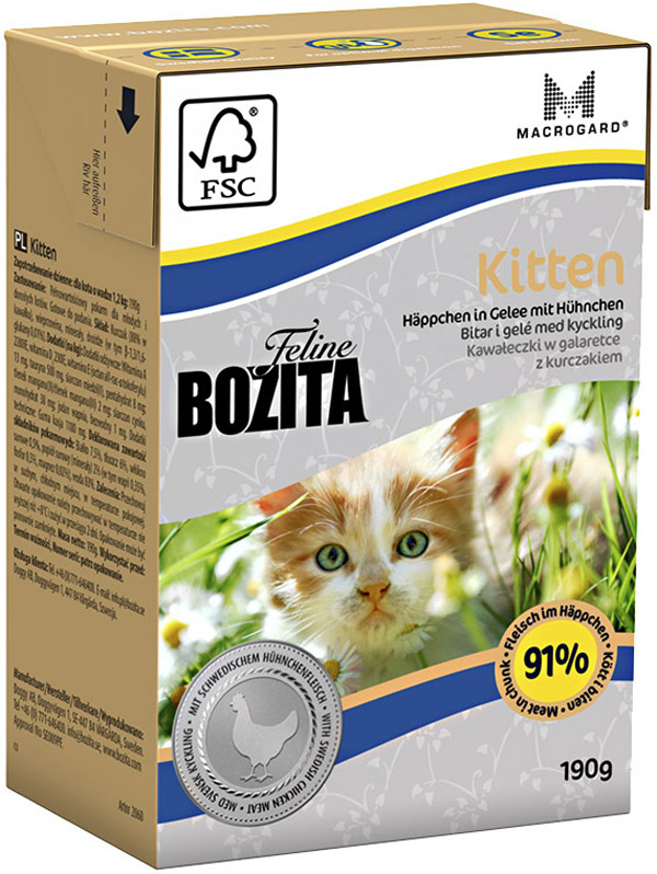 Bozita Function Kitten In Jelly Chicken для котят с курицей в желе (190 гр)