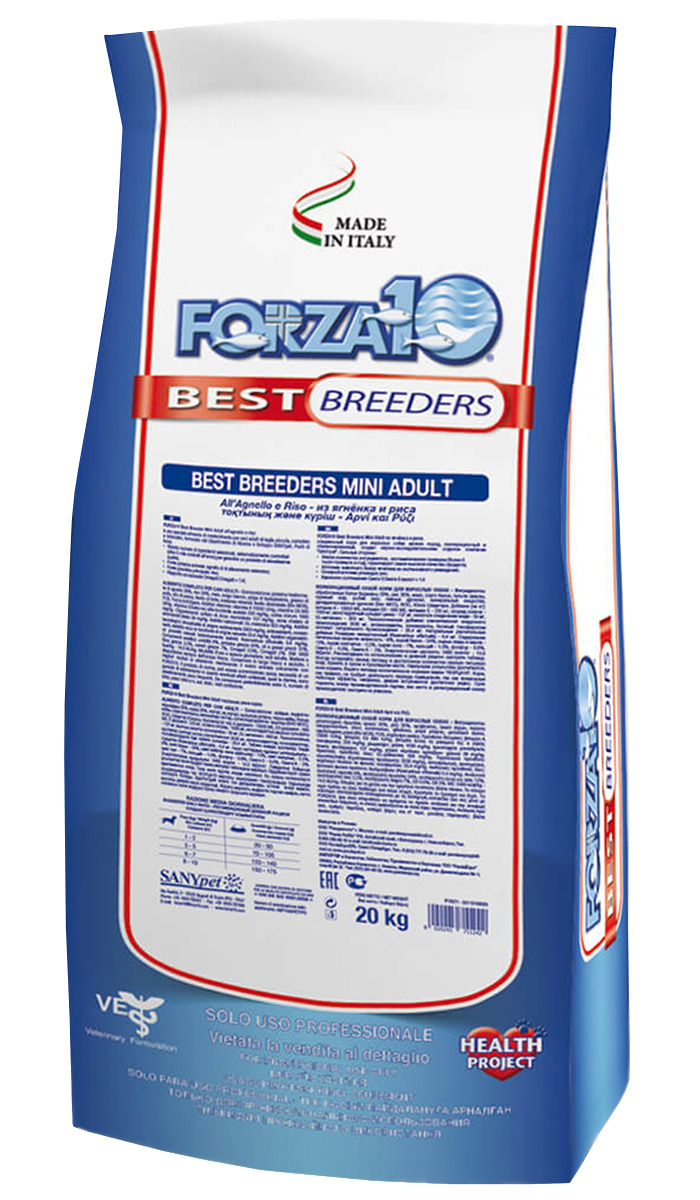 Forza10 Dog Best Breeders Adult Mini для взрослых собак маленьких пород с ягненком и рисом (20 кг)