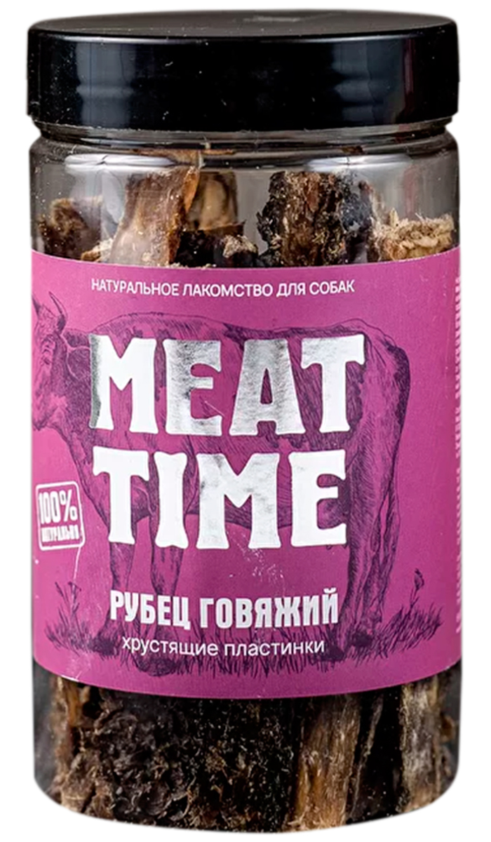 Лакомство Meat Time для собак рубец говяжий хрустящие пластинки крупные (60 гр)