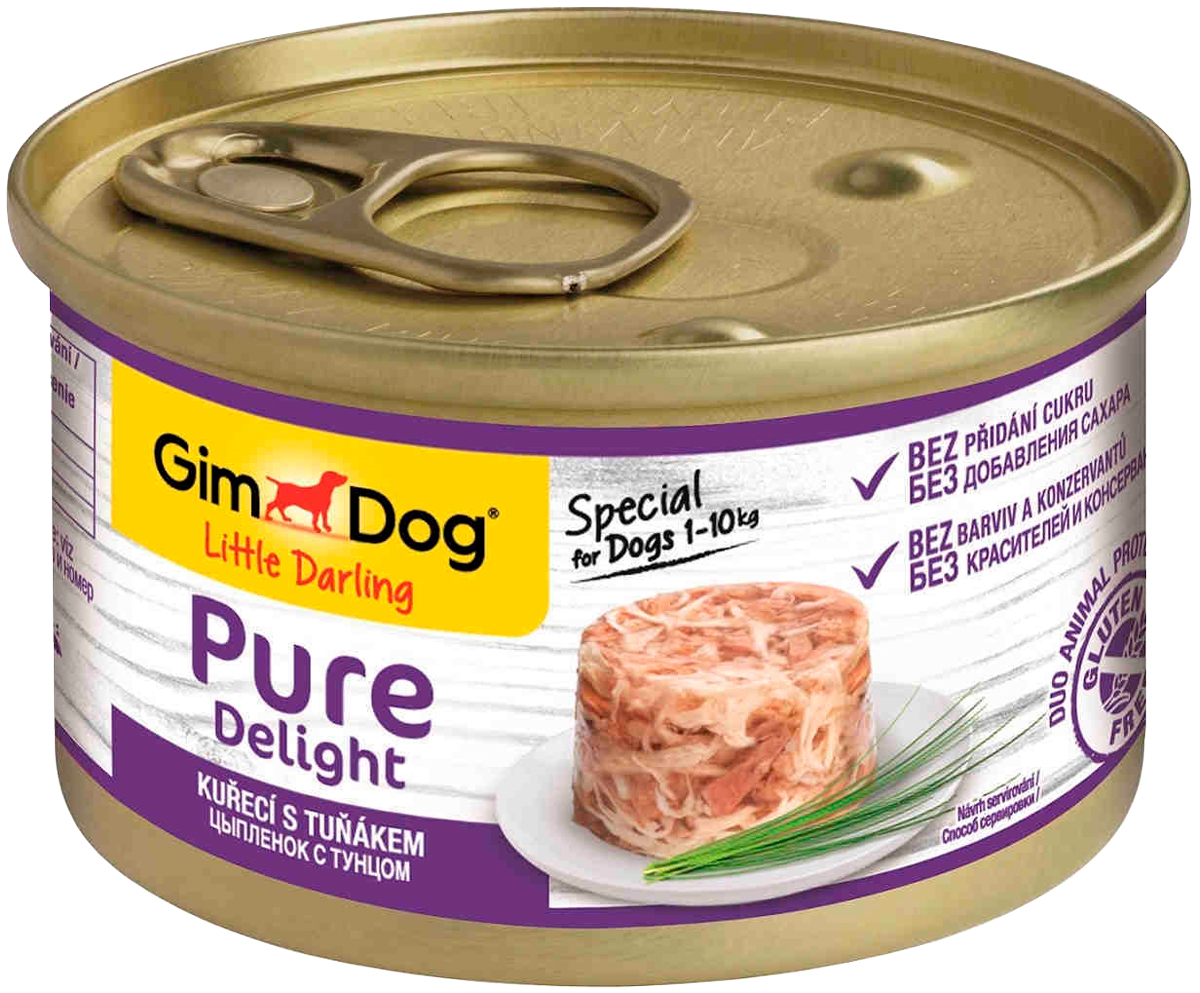 Gimdog Pure Delight для взрослых собак с курицей и тунцом в желе  (85 гр)