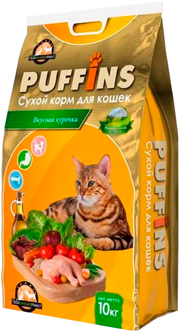 Puffins для взрослых кошек с курицей (10 кг)