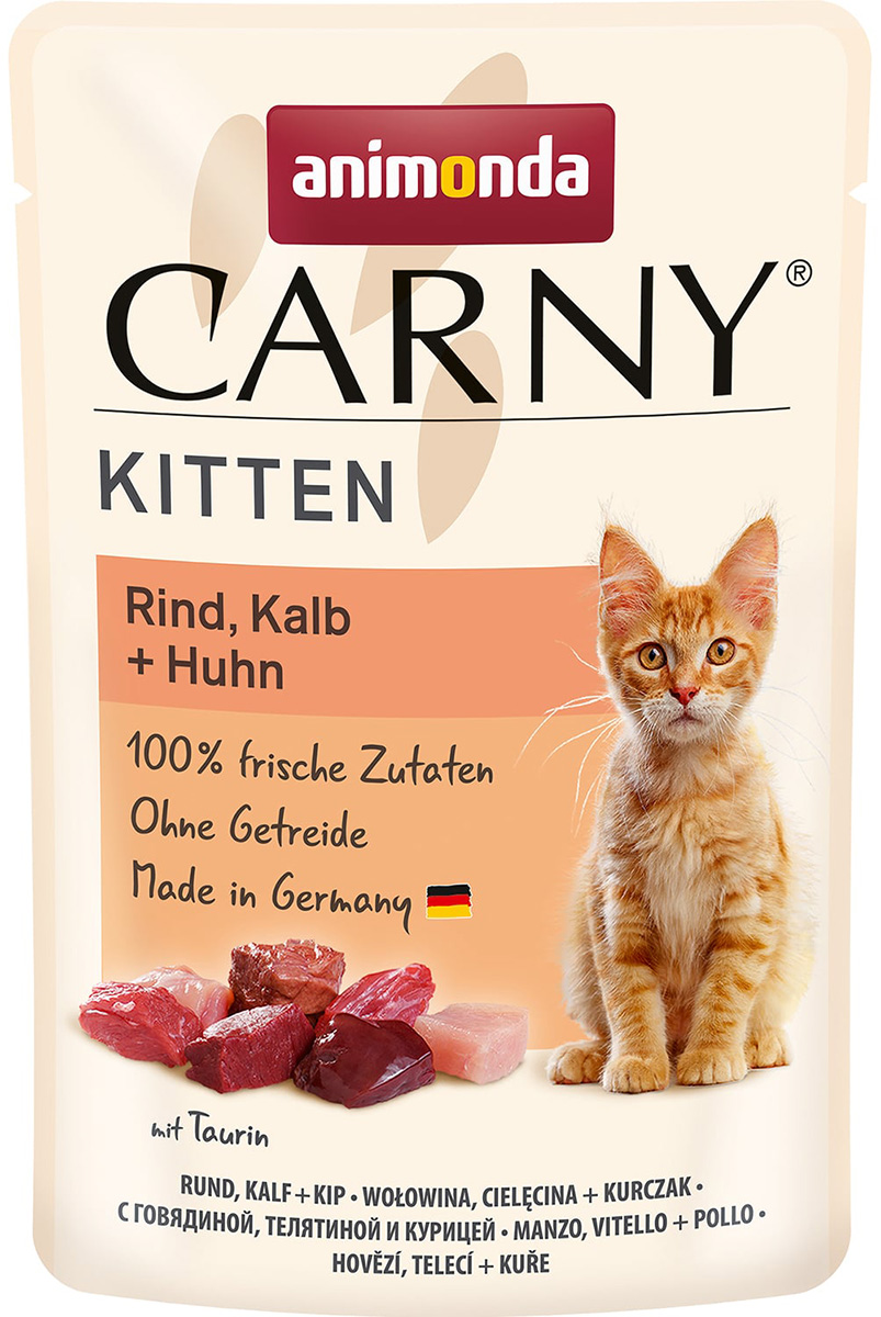  Animonda Carny Kitten Rind, Kalb & Huhn для котят с говядиной, телятиной и курицей 83076 (85 гр)