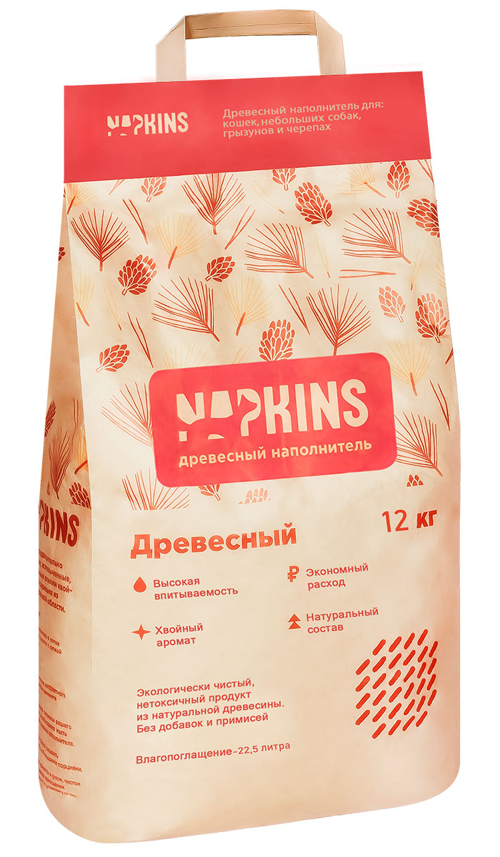 Napkins наполнитель древесный для туалета кошек (3 кг)