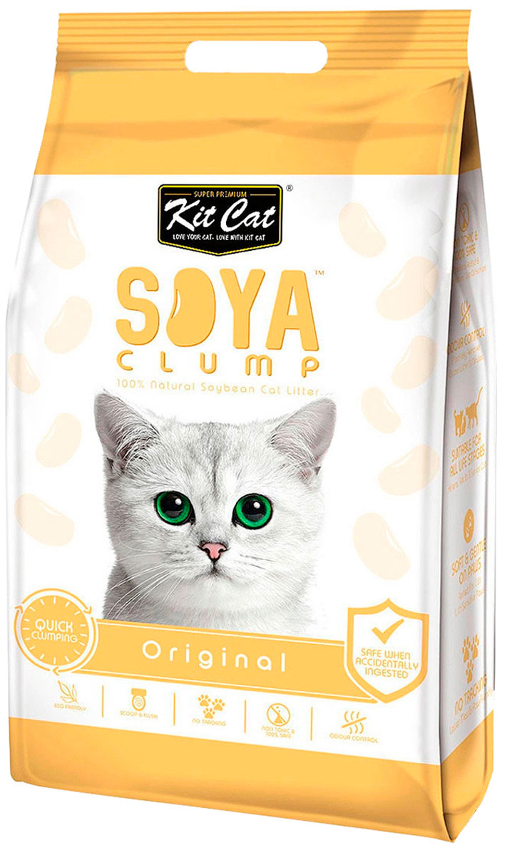 Kit Cat Soya Clump Original наполнитель соевый биоразлагаемый комкующийся для туалета кошек (7 л)