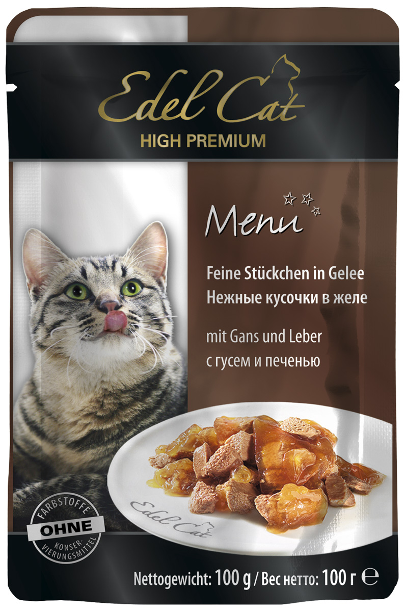   Магизоо Edel Cat для взрослых кошек с гусем и печенью в желе (100 гр)