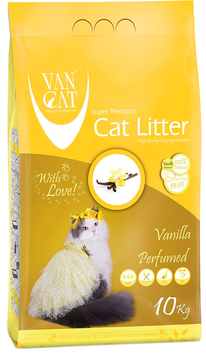  Van Cat Vanilla наполнитель комкующийся для туалета кошек с ароматом ванили (5 кг)