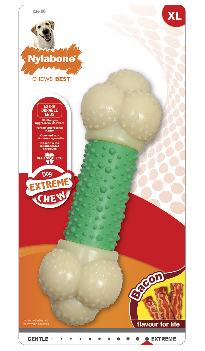 Игрушка для собак Nylabone Extreme Chew Double Action Chew косточка экстра-жесткая с ароматом бекона Xl (1 шт)