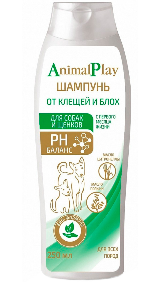 Animal Play шампунь репеллентный для собак и щенков против блох и клещей 250 мл (1 шт)