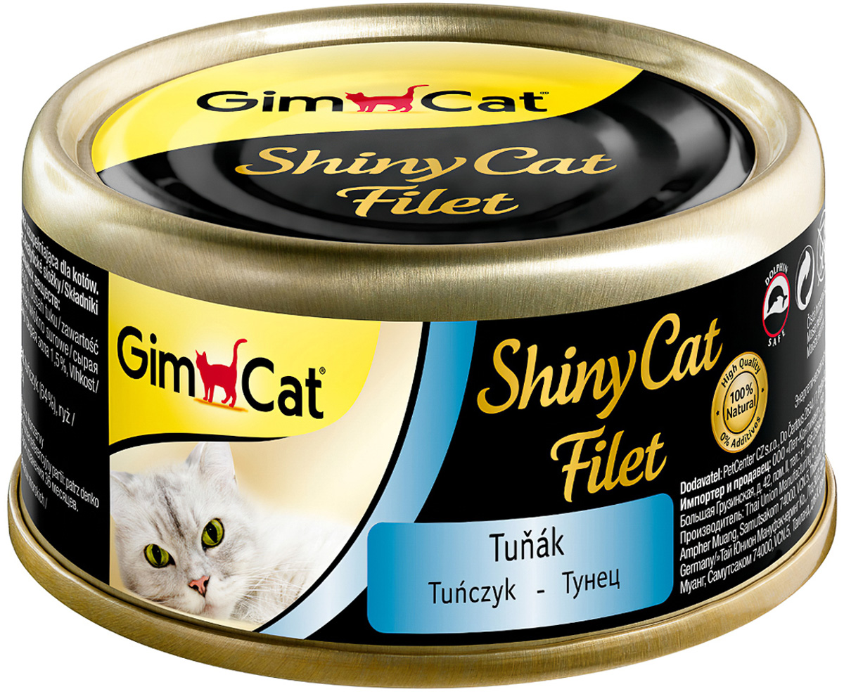 Gimcat Shinycat Filet для взрослых кошек с тунцом в бульоне (70 гр х 24 шт)