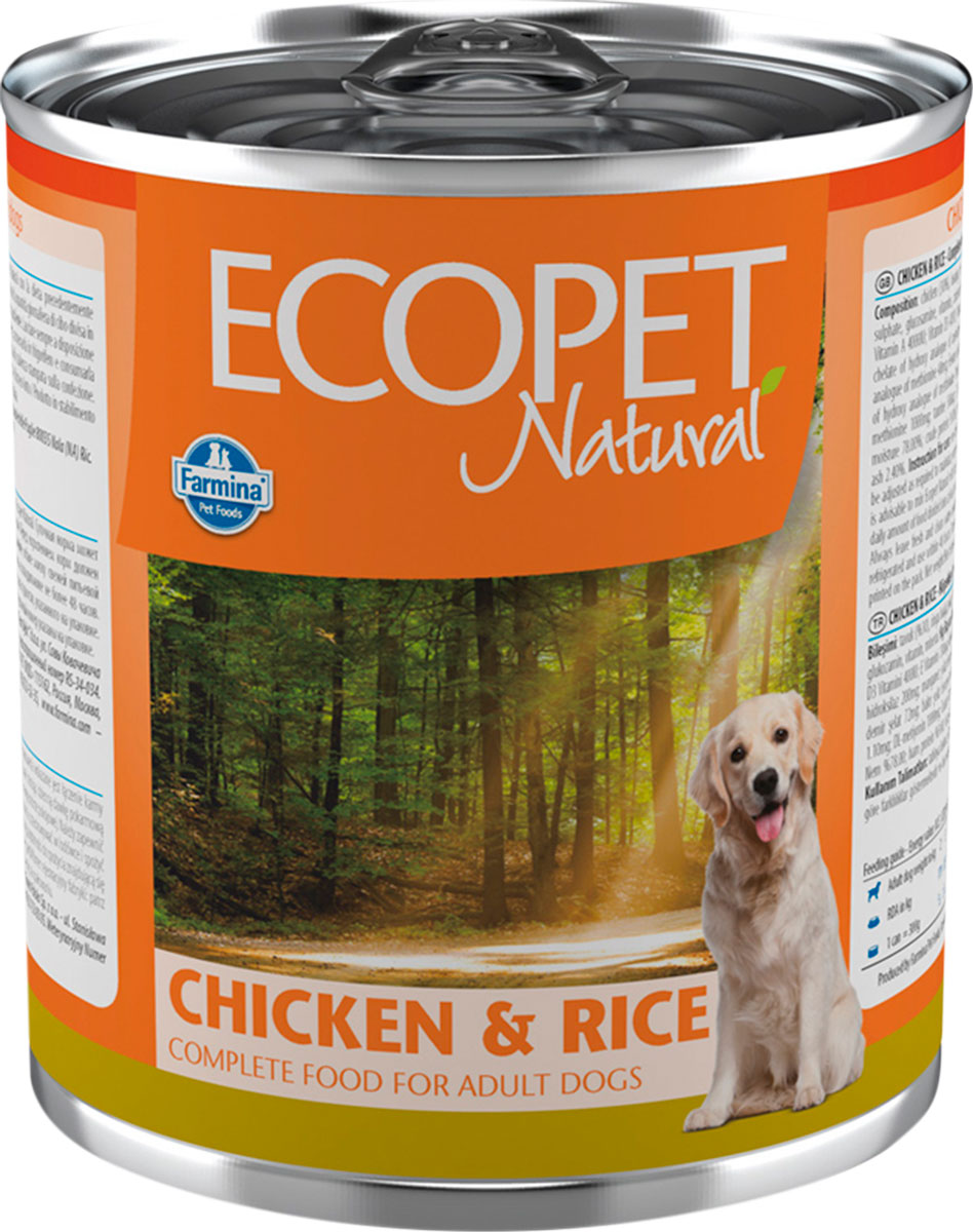 Ecopet Natural Adult Dog Chicken & Rice для взрослых собак всех пород с курицей и рисом (300 гр х 6 шт)