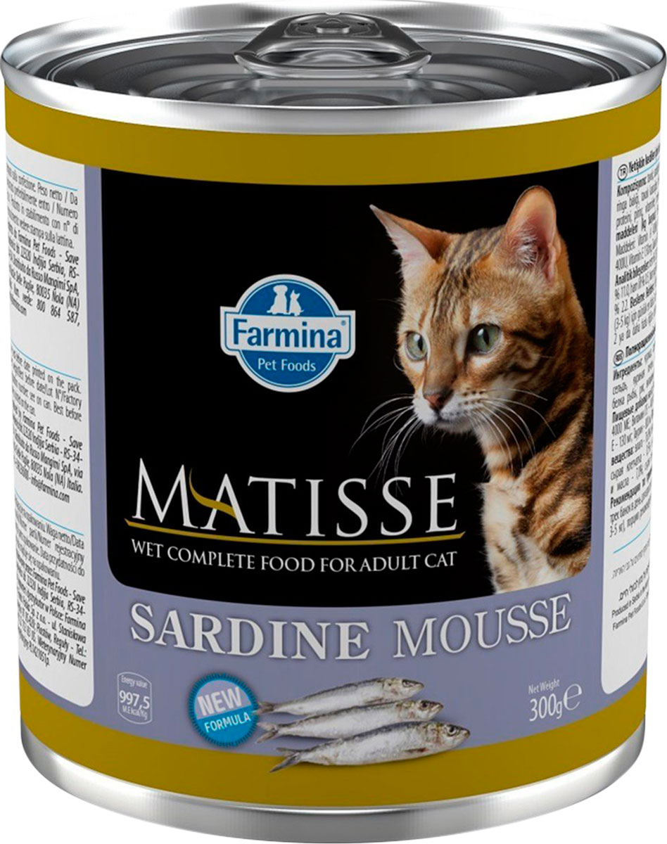 Matisse Mousse Sardine для взрослых кошек мусс с сардинами (300 гр х 6 шт)