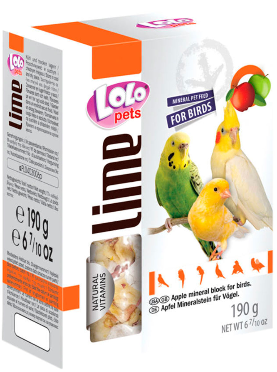 Lolo Pets Lime Xl минеральный камень для птиц с яблоком 190 гр (1 шт)