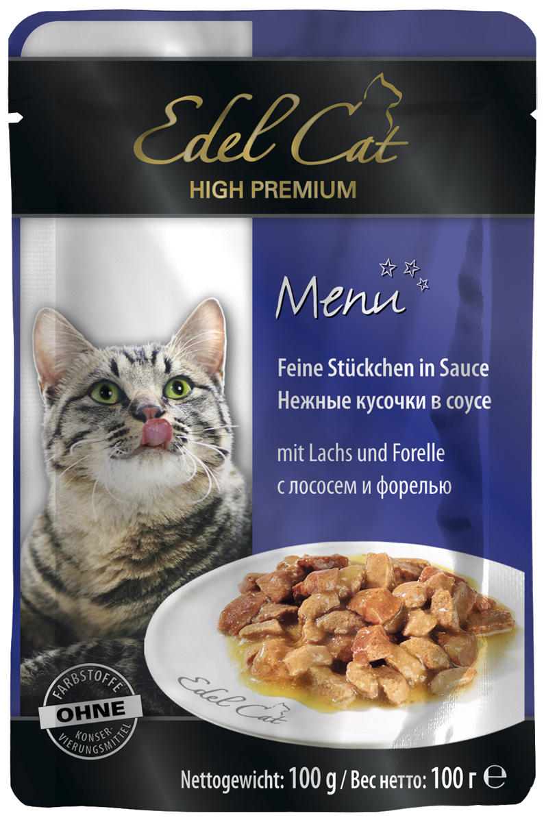 Edel Cat для взрослых кошек с лососем и форелью в соусе 08100 (100 гр)