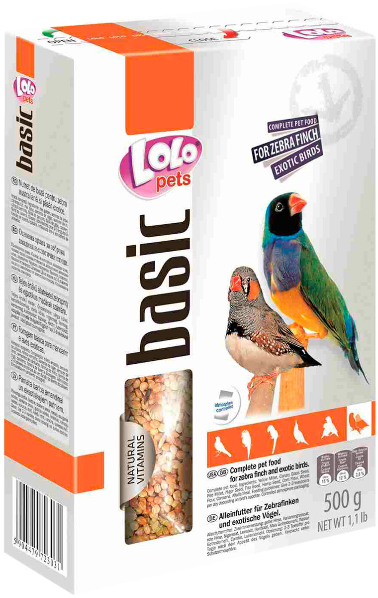 Lolo Pets Basic корм для амадин и экзотических птиц (500 гр)