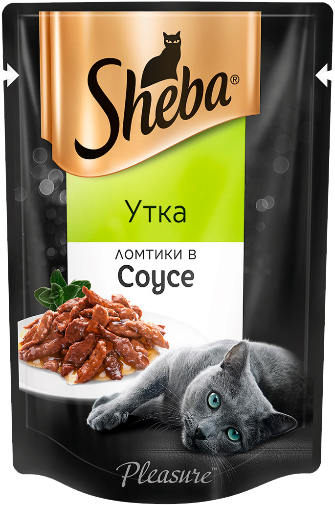  Sheba Pleasure для взрослых кошек ломтики в соусе с уткой  (85 гр)