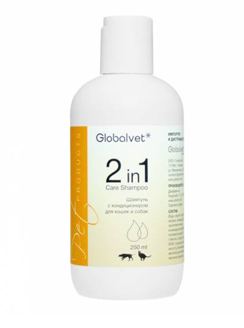  Globalvet Care Shampoo 2 in 1 шампунь с кондиционером для собак и кошек (250 мл)