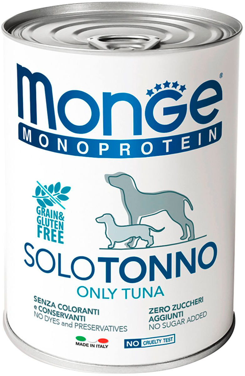 Monoproteico Monge Monoprotein Solo Dog монобелковые для взрослых собак паштет с тунцом 70014243bs (400 гр)