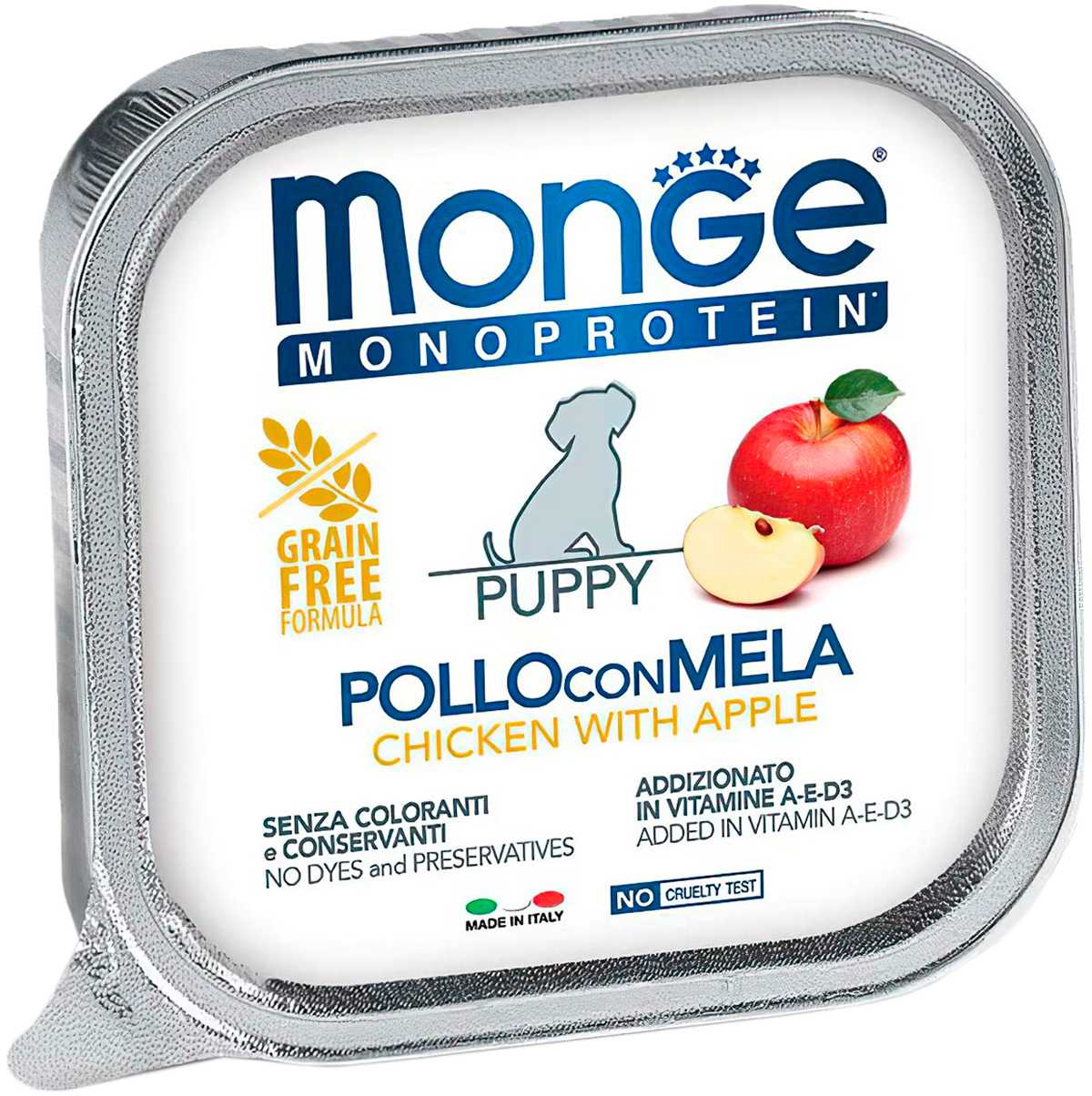 Monoproteico Monge Monoprotein Fruits Puppy монобелковые для щенков паштет с курицей и яблоками (150 гр)