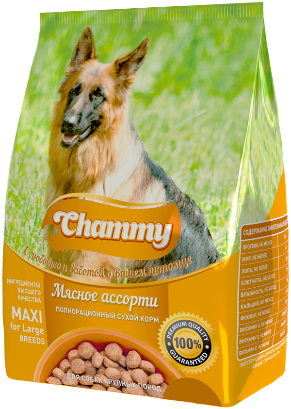 Chammy для взрослых собак крупных пород с мясным ассорти (12 кг)