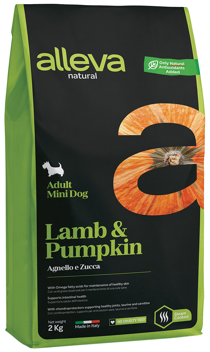  Alleva Natural Adult Dog Mini Lamb & Pumpkin низкозерновой для взрослых собак маленьких пород с ягненком и тыквой (2 кг)