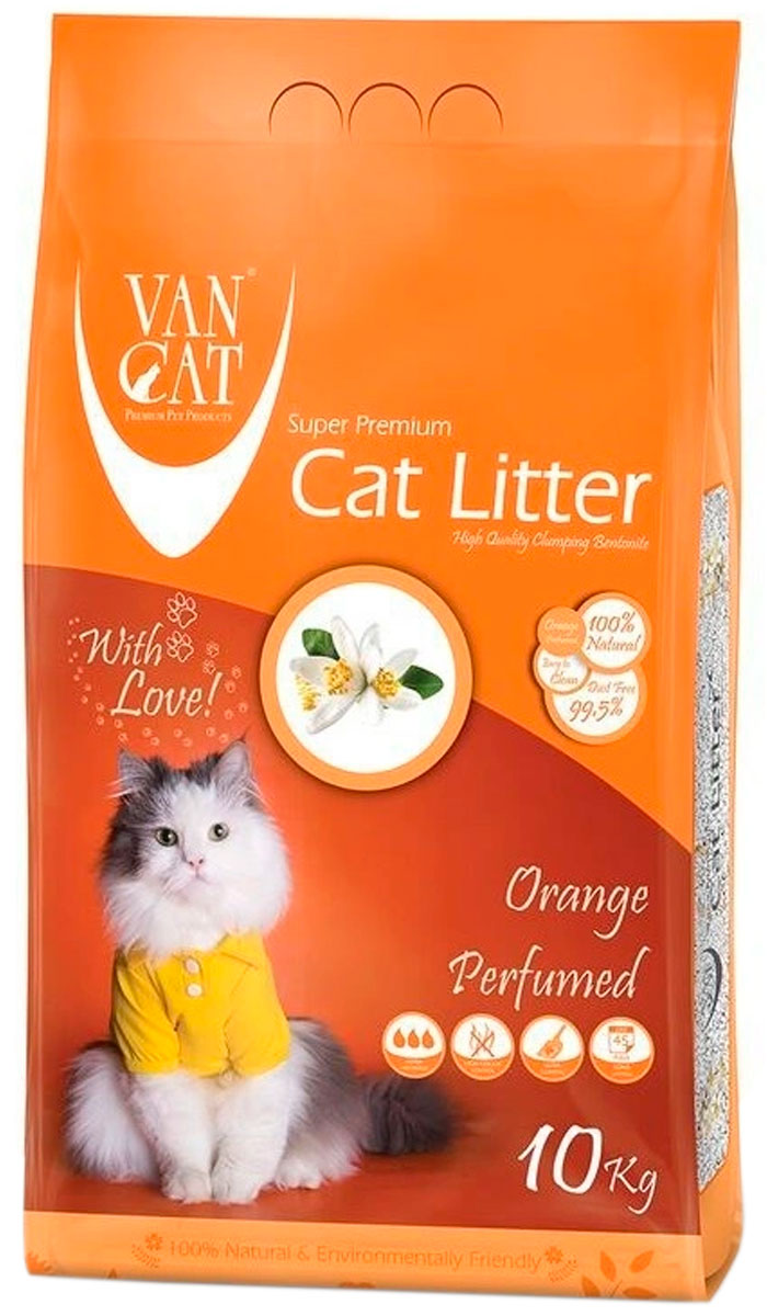 Van Cat Orange наполнитель комкующийся для туалета кошек с ароматом апельсина (10 + 10 кг)