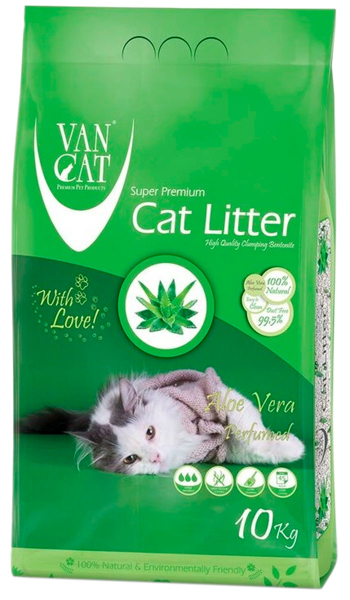  Van Cat Aloe Vera наполнитель комкующийся для туалета кошек с ароматом алоэ вера (5 кг)