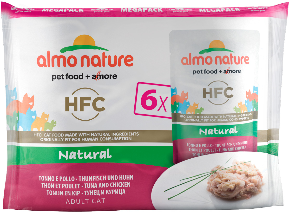 Almo Nature Cat Classic Nature Multipack набор паучей для взрослых кошек с тунцом и курицей 6 шт х 55 гр (1 шт)