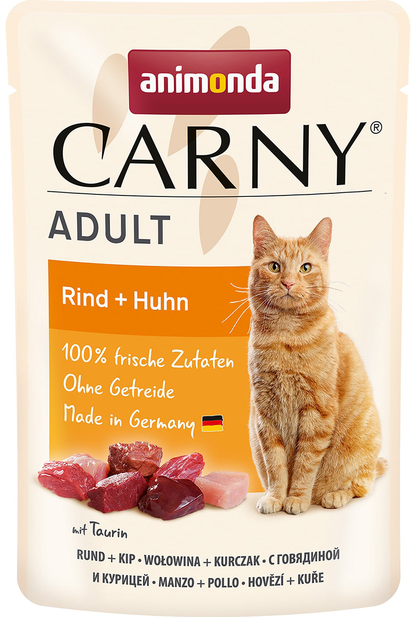 Animonda Carny Adult Rind & Huhn для взрослых кошек с говядиной и курицей 83078 (85 гр х 12 шт)