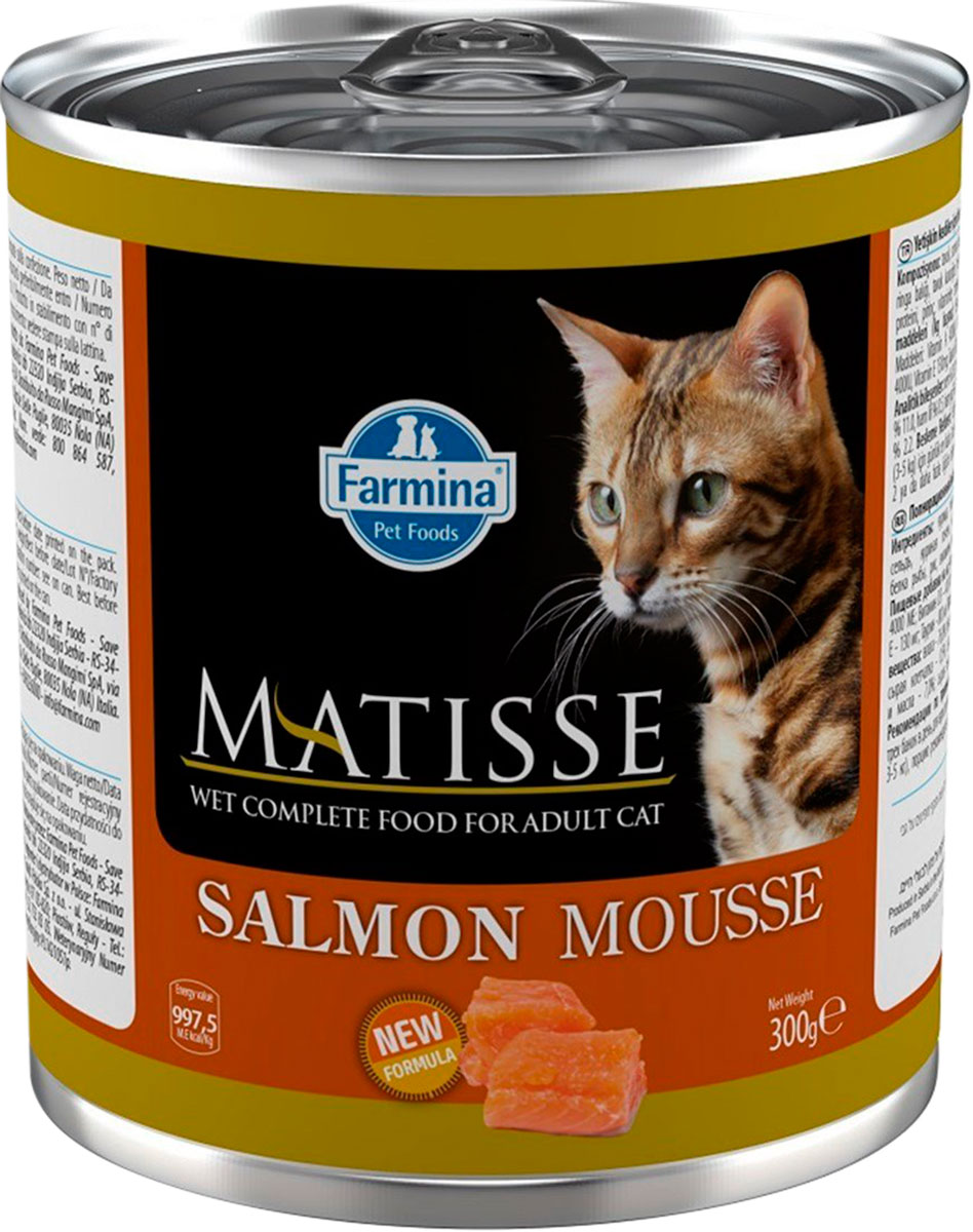 Matisse Mousse Salmon для взрослых кошек мусс с лососем  (300 гр х 6 шт)