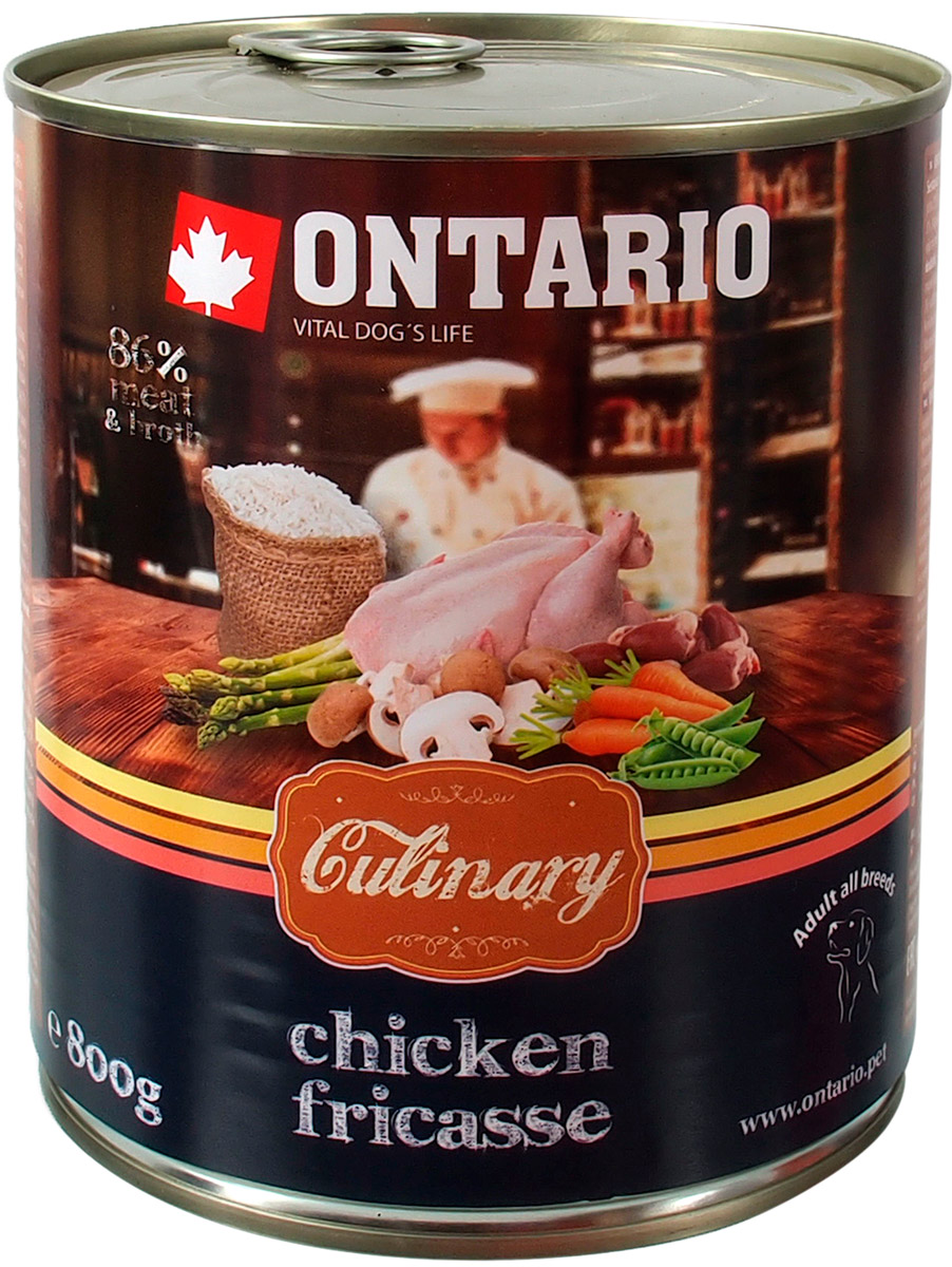 Ontario Culinary для взрослых собак фрикасе из курицы  (800 гр)