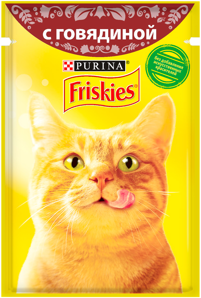 Friskies для взрослых кошек c говядиной в подливе  (50 гр)